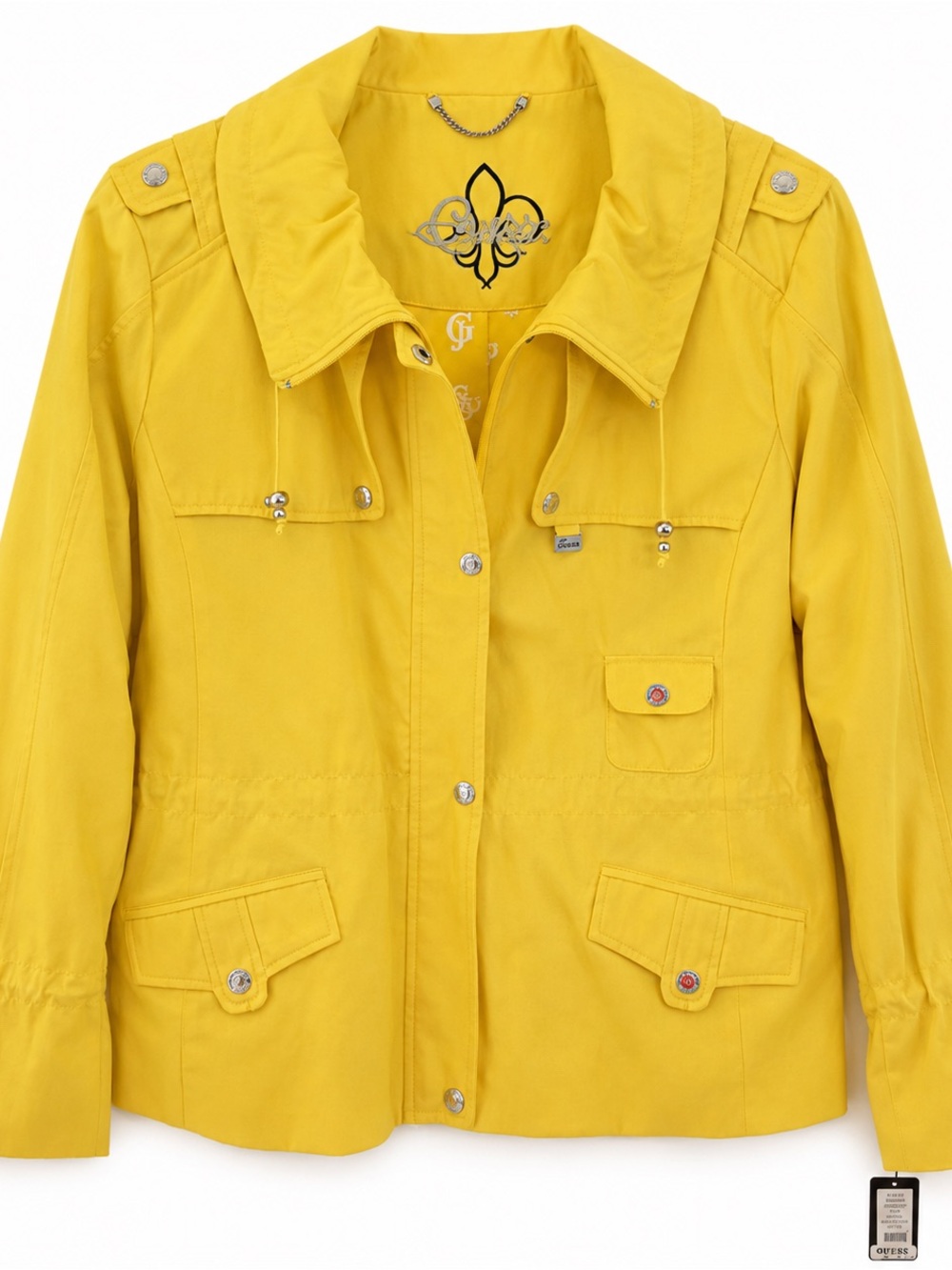 NWT Guess Sun Yellow Utility Jacket Logo Lined Women’s XL